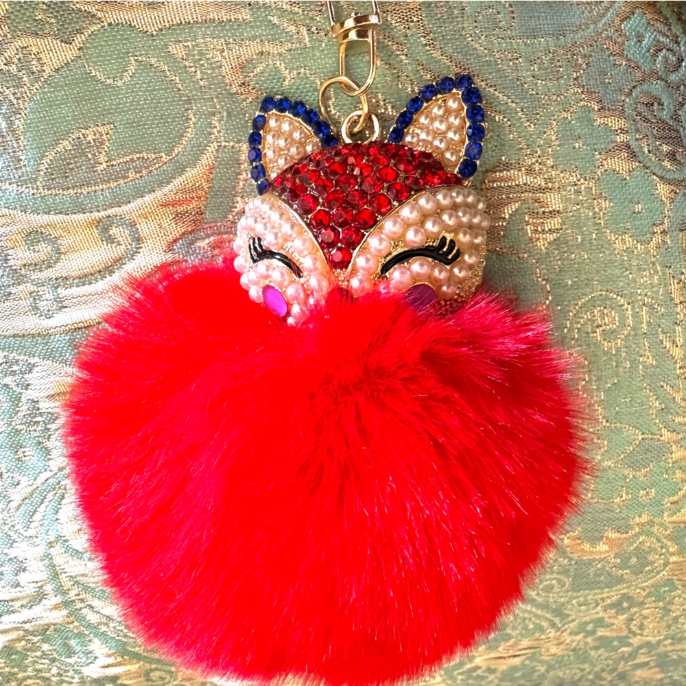 New Jeweled Pom Pom Bag Charm - Picture 5 of 7
